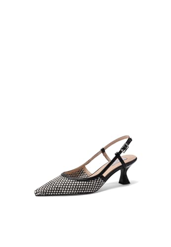 QUEEN HELENA Pumps mit niedrigem Absatz, elegante Damenschuhe K3398, Schwarz , 39 EU von QUEEN HELENA