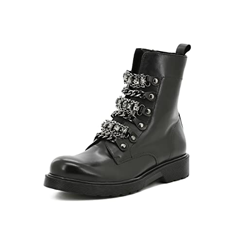 QUEEN HELENA QH2358 Stiefeletten aus Leder mit Nieten für Damen (Schwarz, numeric_37) von QUEEN HELENA