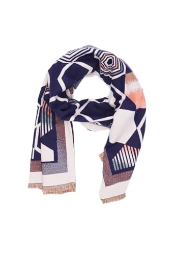 QUEEN HELENA SC204 Winterschal aus weichem Stola mit lässigem Muster für Damen, blau, Einheitsgröße von QUEEN HELENA