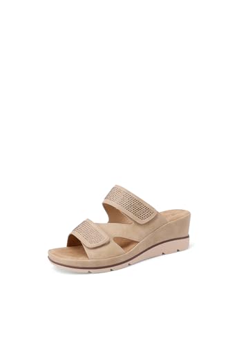 QUEEN HELENA Sandalen mit Keilabsatz Sandalen mit Strass Casual Damen BZ409, beige, 39 EU von QUEEN HELENA