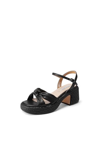 QUEEN HELENA Sandalen mit niedrigem Absatz mit Kreuzband Casual Damen ZM9968, Schwarz , 39 EU von QUEEN HELENA