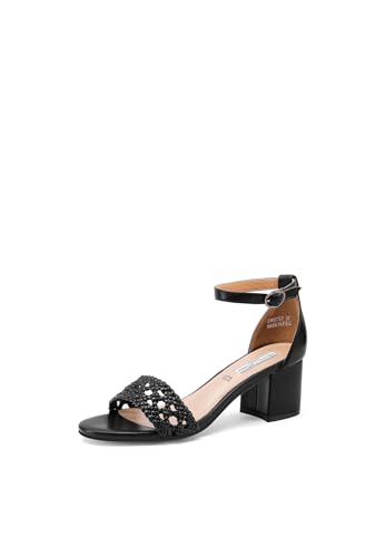QUEEN HELENA Sandalen mit niedrigem Absatz mit Riemen, lässig, elegant, für Damen, ZM9732, Schwarz , 37 EU von QUEEN HELENA