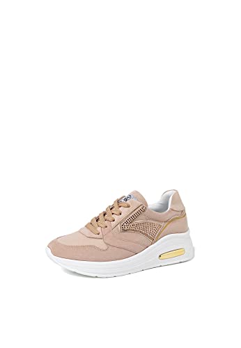 QUEEN HELENA Schuhe Platform Turnschuhe Casual Leicht Hohe Plateau Damen X28-19, X28 19 Beige, 36 EU von QUEEN HELENA