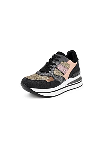 QUEEN HELENA Turnschuhe mit Plateau Sneaker Damen X27 48 Pink Black, 36 EU von QUEEN HELENA