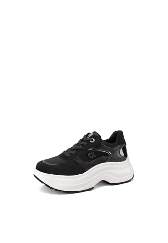 QUEEN HELENA Sneakers Platform Bequeme Turnschuhe für Damen X33-35, Schwarz , 41 EU von QUEEN HELENA