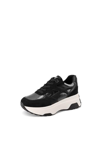 QUEEN HELENA Sneakers Platform Hohe Turnschuhe für Damen X33-24, Schwarz , 41 EU von QUEEN HELENA
