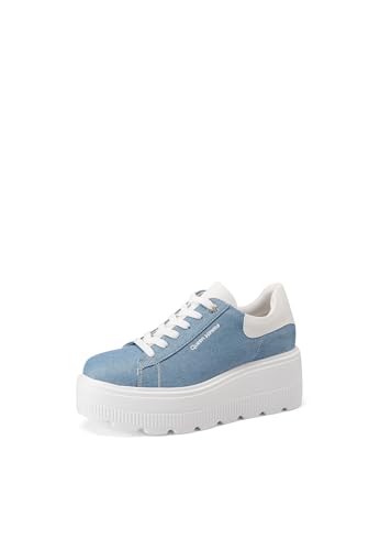 QUEEN HELENA Sneakers Platform Hohe Turnschuhe mit Keilabsatz Casual Damen X32-11, X32 12 Blau, 37 EU von QUEEN HELENA