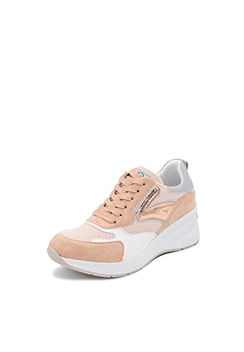 QUEEN HELENA Sneakers Platform Hohe Turnschuhe mit Keilabsatz Erhöhung Casual Leicht Damen X28-41, X28 34 Rosa, 37 EU von QUEEN HELENA