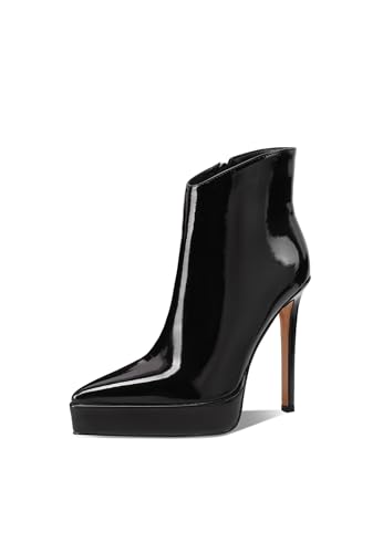 QUEEN HELENA Stiefeletten mit Stiletto-Absatz Stiefeletten mit Plateau Casual Damen K3998, Schwarz , 41 EU von QUEEN HELENA