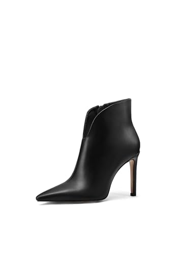 QUEEN HELENA Stiefeletten mit Stilettoabsatz, elegante Stiefeletten für Damen K4053, Schwarz Pu, 38 EU von QUEEN HELENA