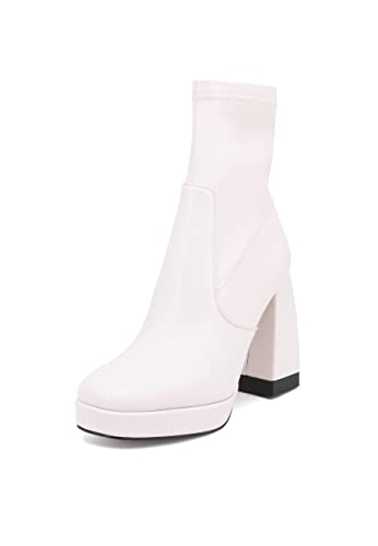 QUEEN HELENA Stiefeletten mit seitlichem Reißverschluss für den Winter, Stiefeletten, lässig, mit Plateau, niedrige Stiefel für Damen K2111, Weiß, 36 EU QUEEN HELENA Stiefeletten mit seitlichem Reißverschluss für den Winter, Stiefeletten, lässig, mit Plateau, niedrige Stiefel für Damen K2111, Weiß, 36 EU von QUEEN HELENA