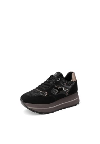 QUEEN HELENA Turnschuhe, Platform, hohe Sneakers für Damen, X33-18, Schwarz , 38 EU von QUEEN HELENA
