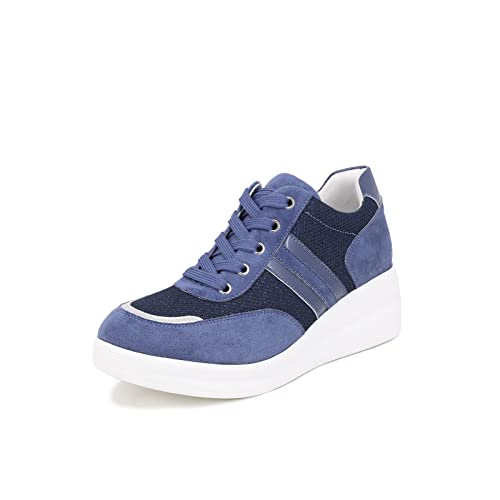 QUEEN HELENA Turnschuhe Sneaker Low für Damen X26-37 (X26-37 Blau, Numeric_39) von QUEEN HELENA