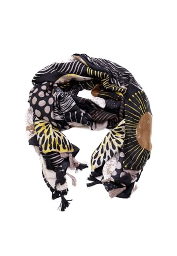 QUEEN HELENA Warmer Gemusterte Bunter Winterschal für Damen SC22-8 Schwarz, Einheitsgröße von QUEEN HELENA