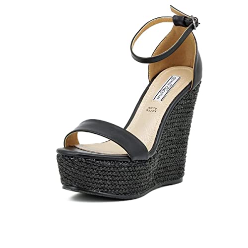 QUEEN HELENA Wedge Sandalen Damen ZM8006 Schwarz, 40 EU von QUEEN HELENA