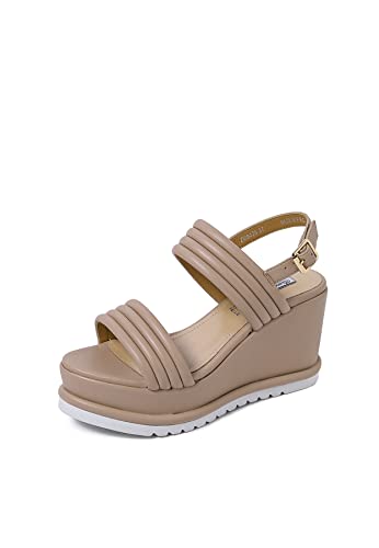 QUEEN HELENA Wedge Sandalen Damen ZM9426 Nude, 39 EU von QUEEN HELENA