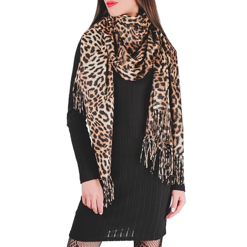 QUEEN HELENA Winter Damen Schals SC02 Leopard, Einheitsgröße von QUEEN HELENA