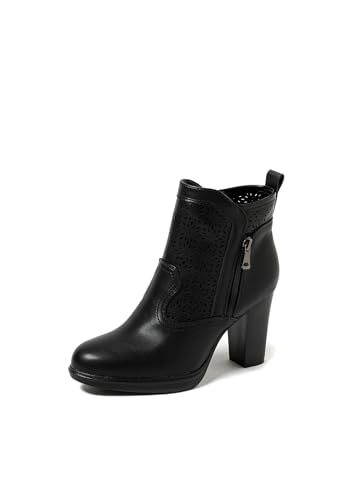 QUEEN HELENA X30-113 Stiefeletten mit Absatz, perforiert, lässig, Schwarz , 40 EU von QUEEN HELENA