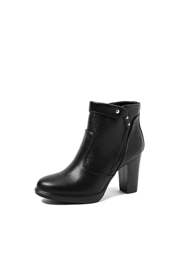 QUEEN HELENA X30-114 Stiefeletten mit Zehenspitzen Absatz Casual Damen-Stiefeletten, Schwarz , 38 EU von QUEEN HELENA