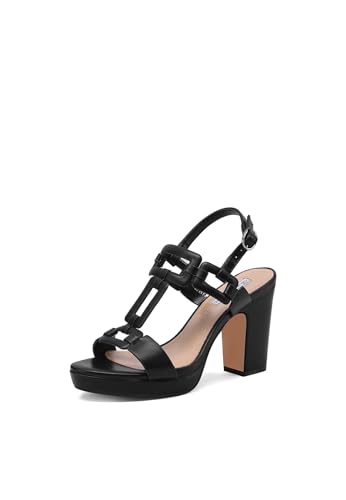 QUEEN HELENA ZM9686 Damen-Sandalen mit hohem Absatz und breitem Absatz mit Plateau, Schwarz , 35 EU von QUEEN HELENA