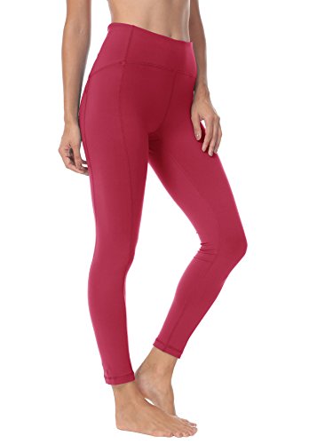 QUEENIEKE Damen 25" Yoga Leggings Neunte Hose Power Flex Mittlere Taille Turnhalle Farbe Weinrot Größe XS（0/2） von QUEENIEKE