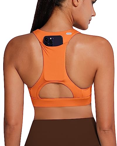 QUEENIEKE Damen Medium Support Riemchen Zurück Energy Sport BH Baumwolle Gefühl(Fluoreszierendes Orange, M) von QUEENIEKE