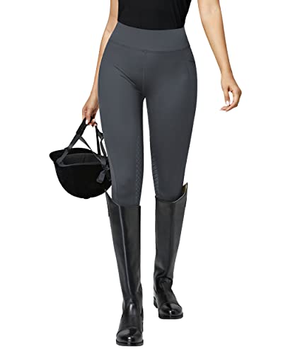 QUEENIEKE Damen Reithose Reitleggings Silikon Vollbesatz mit Handytasche Flex und Elastischem Geeignet für den Reitsport Meteoritgrau S von QUEENIEKE