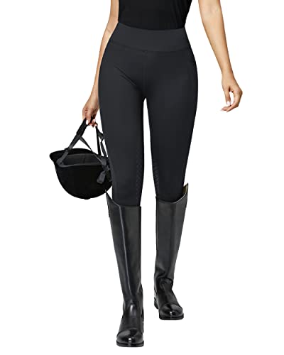 QUEENIEKE Damen Reithose Reitleggings Silikon Vollbesatz mit Handytasche Flex und Elastischem Geeignet für den Reitsport Schwarz XL von QUEENIEKE