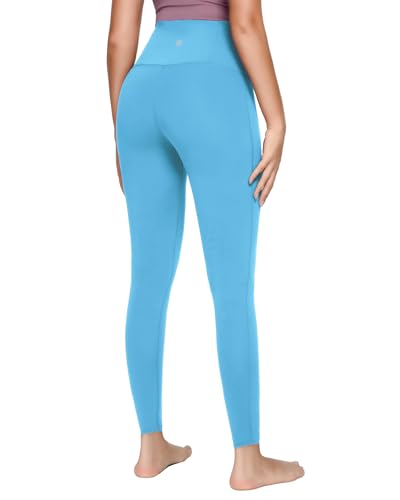 QUEENIEKE Damen Sport Leggings Hohe Taille Blickdicht Yoga Leggins Sporthose Bauch-Straffung Workout Gym Yogahose - 68 cm (Himmelblau, M) von QUEENIEKE