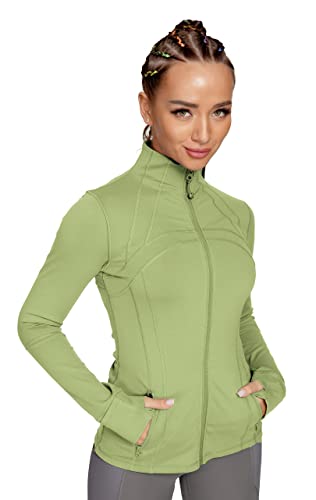 QUEENIEKE Damen Laufjacke Sportjacke voll zip Langarm Trainingsjacke Sweatjacke Slim Fit Handfeel Jacke mit Tasche Für Yoga Fitness Geröstetes Winterbirne XXL von QUEENIEKE