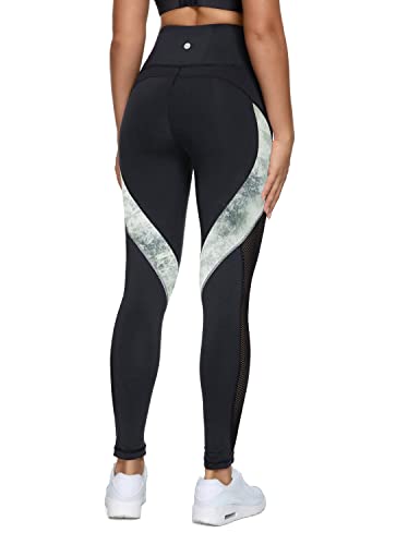 QUEENIEKE Damen-Yoga-Hose, farbblockierend, Netzstoff, Workout, Laufen, Leggings, 8030, Farbe: Schwarz., M von QUEENIEKE