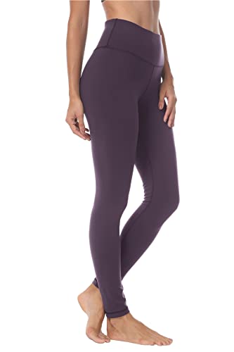 QUEENIEKE Damen Yoga Leggings Hosen Trainings Laufende Pfirsich Hüfte Farbe Dunkellila Größe M（8/10 von QUEENIEKE