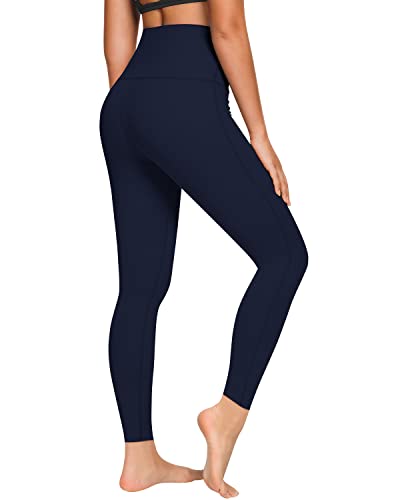 QUEENIEKE Yoga Hosen Damen-hohe Taillen Yoga Leggings mit Tasche Trainings Strumpfhosen für Laufen Fitness Dunkelblau L von QUEENIEKE