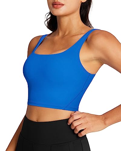 QUEENIEKE Sport BH Damen ohne Bügel Gepolstert Rückenfrei Bustier Sport Bra Mittlerer Stark Halt Fitness Gym Yoga Crop Top Größe M Farbe Traumblau 220408 von QUEENIEKE