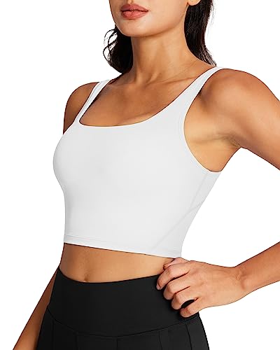 QUEENIEKE Sport BH Damen ohne Bügel Gepolstert Rückenfrei Bustier Sport Bra Mittlerer Stark Halt Fitness Gym Yoga Crop Top Größe S Farbe Weiß 220408 von QUEENIEKE