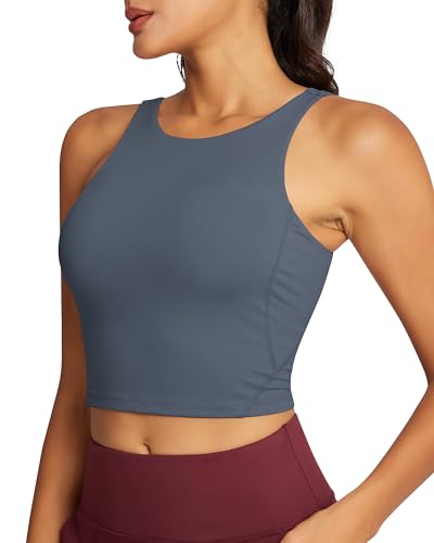 QUEENIEKE Sport BH Damen ohne Bügel Rückenfrei Gepolstert Longline Sport Bra High Neck U Rücken Mittlerer Stark Halt Fitness Gym Yoga Crop Top Englisches Herrenhaus M von QUEENIEKE