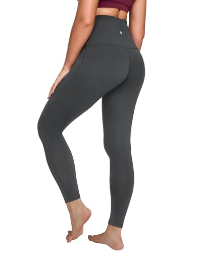 QUEENIEKE Damen Sport Leggings Hohe Taille Blickdicht Yoga Leggins Sporthose Bauch-Straffung Workout Gym Yogahose - 68 cm (Meteoritgrau, S) von QUEENIEKE