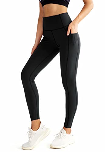 QUEENIEKE Leggings für Damen Hochtaillierte Bauchwegsende Fitnessleggings mit Taschen (Schwarz, XS) von QUEENIEKE