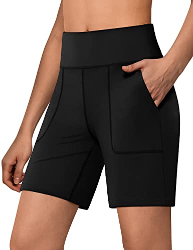 QUEENIEKE Sporthose Damen Kurz Hose, Laufshorts, Radlerhose für den Sommer, atmungsaktiv mit Taschen, geeignet für Jogging, Fitness und Gym Größe L Farbe Schwarz von QUEENIEKE