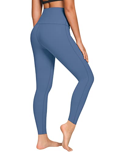 QUEENIEKE Yoga Hosen Damen-hohe Taillen Yoga Leggings mit Tasche Trainings Strumpfhosen für Laufen Fitness Blauer Himmel XXL von QUEENIEKE
