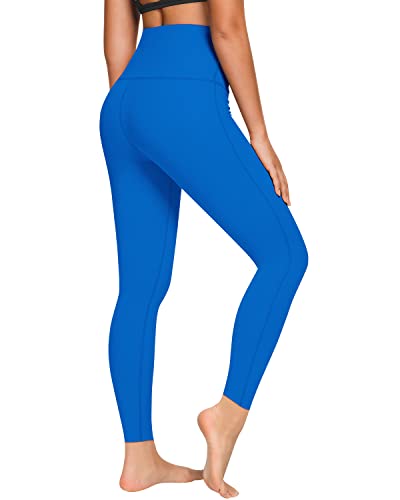 QUEENIEKE Yoga Hosen Damen-hohe Taillen Yoga Leggings mit Tasche Trainings Strumpfhosen für Laufen Fitness Strahlendes Blau XL von QUEENIEKE