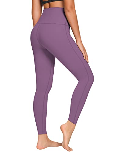 QUEENIEKE Yoga Hosen Damen-hohe Taillen Yoga Leggings mit Tasche Trainings Strumpfhosen für Laufen Fitness Größe XXL Concord Traube von QUEENIEKE