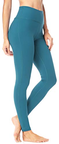 QUEENIEKE Yoga Leggings mit Tasche Klassische Bauchkontrolle Mittlere Taille Laufhose Workout Sporthose für Damen Farbe Blaugrün Größe M（8/10 von QUEENIEKE
