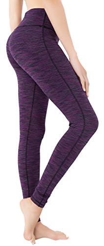 QUEENIEKE Yoga Leggings mit Tasche Klassische Bauchkontrolle Mittlere Taille Laufhose Workout Sporthose für Damen Farbe Violett Space Dye Größe XL(14) von QUEENIEKE