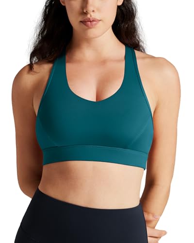 Queenieke 70927 Damen-Sport-BH, mittlere Unterstützung, Gesäßtasche, Baumwolle, fühlt sich an - Grün - Medium von QUEENIEKE