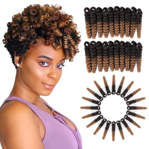 QUEENTAS 3er-Pack Häkelzöpfe, Haarverlängerungen, Afro-Kinkyhair, zum Flechten von kurzen blonden Flechthaaren für schwarze Frauen/Kinder (6 mm, Schwarz bis Blond) von QUEENTAS