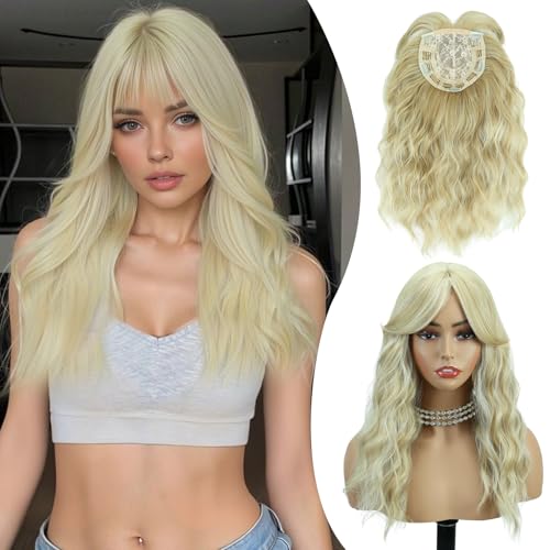 QUEENTAS Blonde Haarteile für Dünner Werdendes Haar, 19 Zoll, Gewellt, Synthetisch Oder für Frauen (Blond) von QUEENTAS