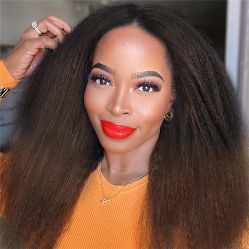 Queentas Perücke Braun 35cm Yaki Glattes Haar Perücke Braun Synthetische Perücken Für Frauen Yaki Glatt Afro Haar Perücke Hitzebeständige Faser 14zoll von QUEENTAS