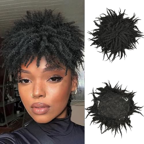 Queentas Perücke mit Zöpfen für Männer und Frauen, 7,6 cm, kurzes Haar mit Dreadlocks, 360-Grad-Abdeckung, synthetisches Haar, schwarz, 7,6 cm von QUEENTAS