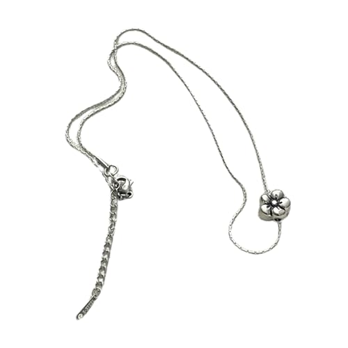 QUEENYARD Modische Halskette mit Blumen-Anhänger für Damen und Mädchen, verstellbare Kette, einfache Schlüsselbeinkette, stilvoller Schmuck, As Shown, Metall von QUEENYARD